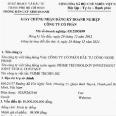 CÔNG TY CỔ PHẦN ĐẦU TƯ CÔNG NGHỆ PRIME