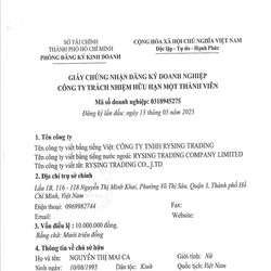 CÔNG TY TNHH RYSING TRADING
