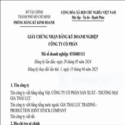 CÔNG TY CỔ PHẦN SẢN XUẤT - THƯƠNG MẠI GIA THÁI LỰC