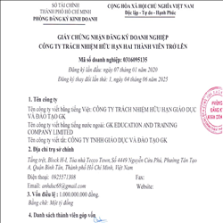 CÔNG TY TRÁCH NHIỆM HỮU HẠN GIÁO DỤC VÀ ĐÀO TẠO GK