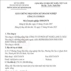 CÔNG TY CỔ PHẦN KỸ NGHỆ LẠNH Á CHÂU