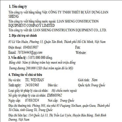 CÔNG TY TNHH THIẾT BỊ XÂY DỰNG LIAN SHENG