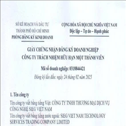 CÔNG TY TNHH THƯƠNG MẠI DỊCH VỤ CÔNG NGHỆ SIEG VIỆT NAM