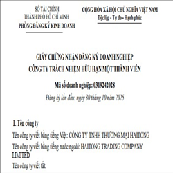 CÔNG TY TNHH THƯƠNG MẠI HAITONG