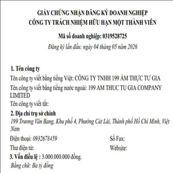 CÔNG TY TNHH 199 ẨM THỰC TƯ GIA