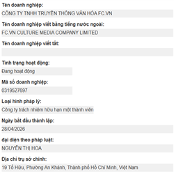 CÔNG TY TNHH TRUYỀN THÔNG VĂN HÓA FC.VN