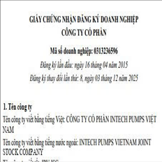 CÔNG TY CỔ PHẦN INTECH PUMPS VIỆT NAM
