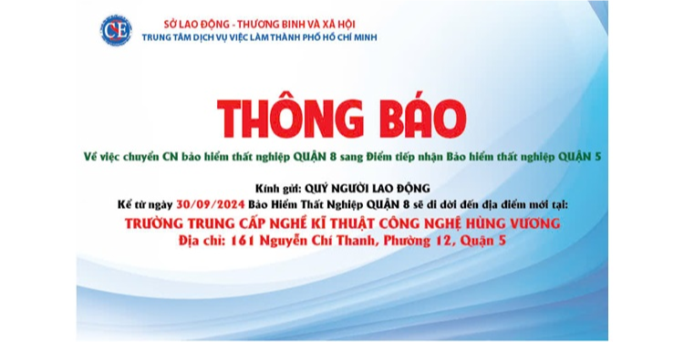 Thông Báo Di Dời Chi Nhánh Bảo Hiểm Thất Nghiệp Quận 8 