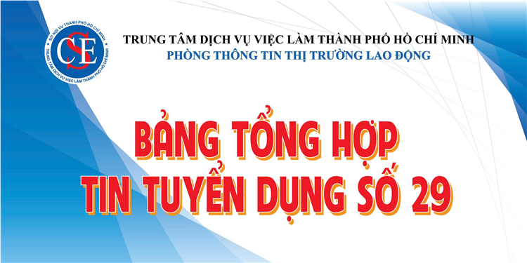 BẢNG TIN TỔNG HỢP TUYỂN DỤNG SỐ 29