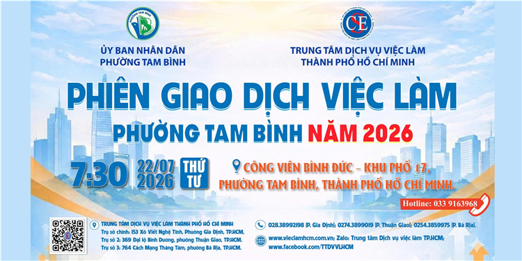Sàn Giao Dịch Việc Làm Phường Tam Bình Năm 2026 vào ngày 22/7/2026 