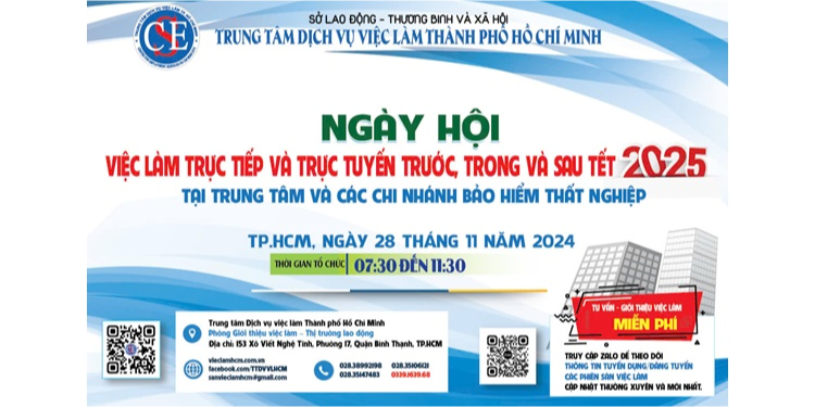 Ngày Hội Việc Làm Trực Tiếp và Trực Tuyến Trước, trong và Sau Tết 2025