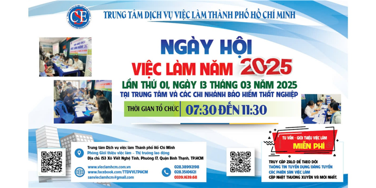 Ngày hội việc làm năm 2025 lần 1 tại trung tâm và các chi nhánh bhtn.