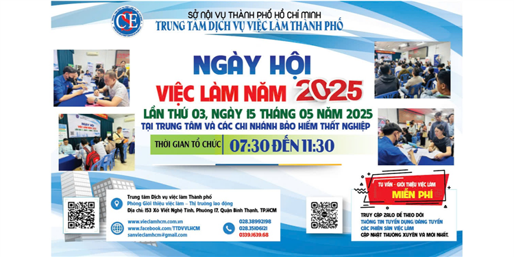 Ngày hội việc làm năm 2025 lần 3 tại Trung tâm và các chi nhánh BHTN
