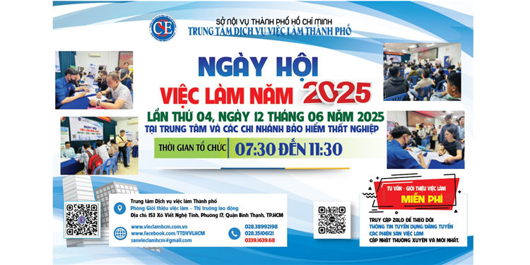 Ngày hội việc làm trực tiếp, trực tuyến tại Trung tâm và các Chi nhánh Bảo hiểm thất nghiệp lần 04 năm 2025