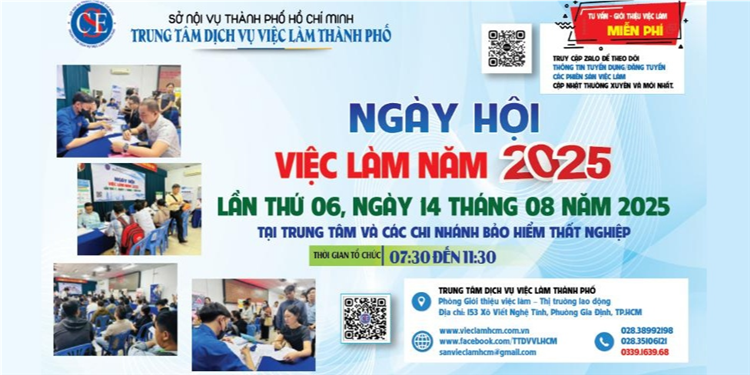 Ngày hội việc làm trực tiếp, trực tuyến tại Trung tâm và các Chi nhánh Bảo hiểm thất nghiệp lần 06 năm 2025