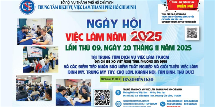 Ngày hội việc làm trực tiếp, trực tuyến tại Trung tâm và các Chi nhánh Bảo hiểm thất nghiệp lần 09 năm 2025