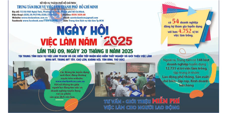 Ngày 20/11/2025, Trung tâm Dịch vụ việc làm TP.HCM tổ chức "Ngày hội việc làm năm 2025 lần 09"
