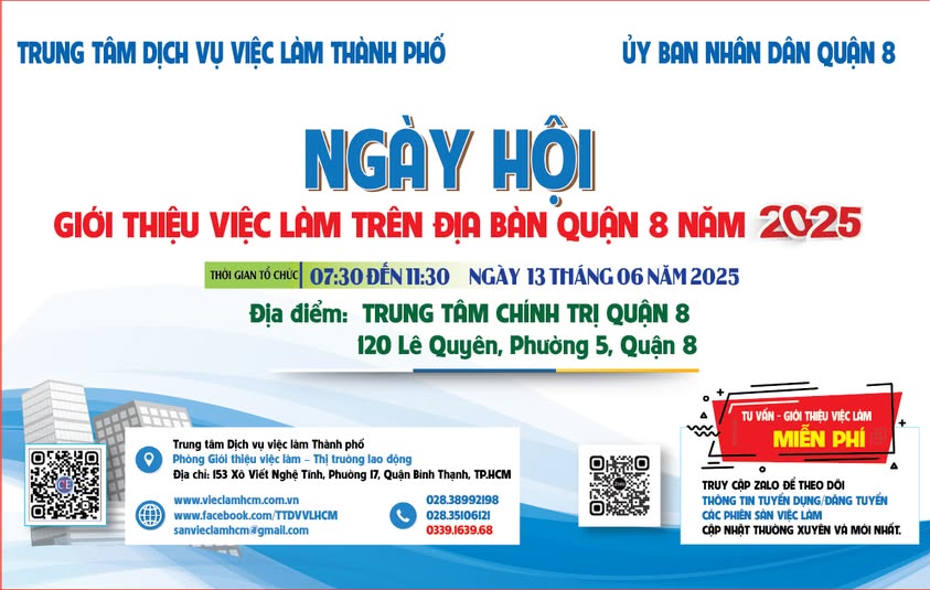 GIỚI THIỆU VIỆC LÀM TRÊN ĐỊA BÀN QUẬN 8 TP.HCM